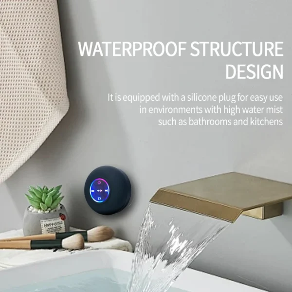 Mini Bluetooth Speaker — LED Light, Suction Cup