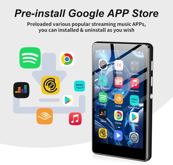 Android MP3 Player — 80GB Storage, 4in Touch Screen