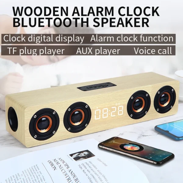 S13f0e39447fb456d8bffb25206511de7q.webp Bluetooth Speaker — Wooden, Alarm Clock Display