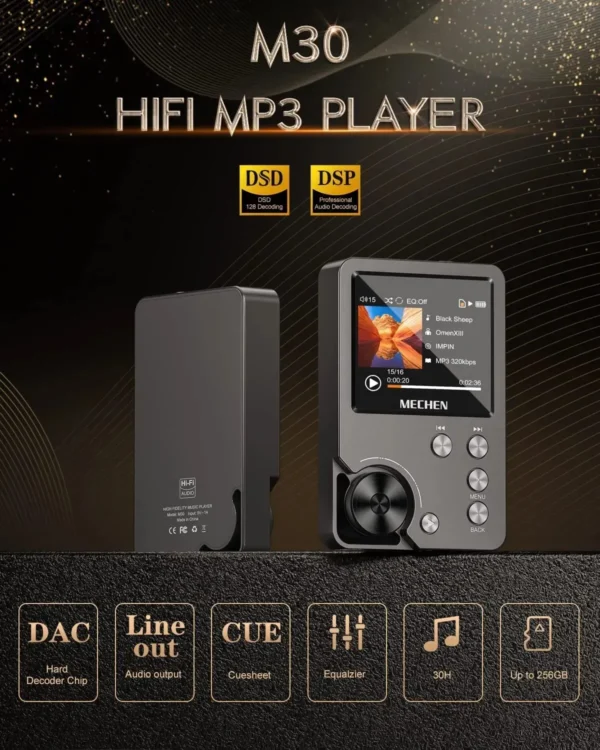 S60954714ba1b4f5d9c8b5dc00e07c085y.webp MECHEN M30 MP3 Player — 64GB Card, Hi-Fi
