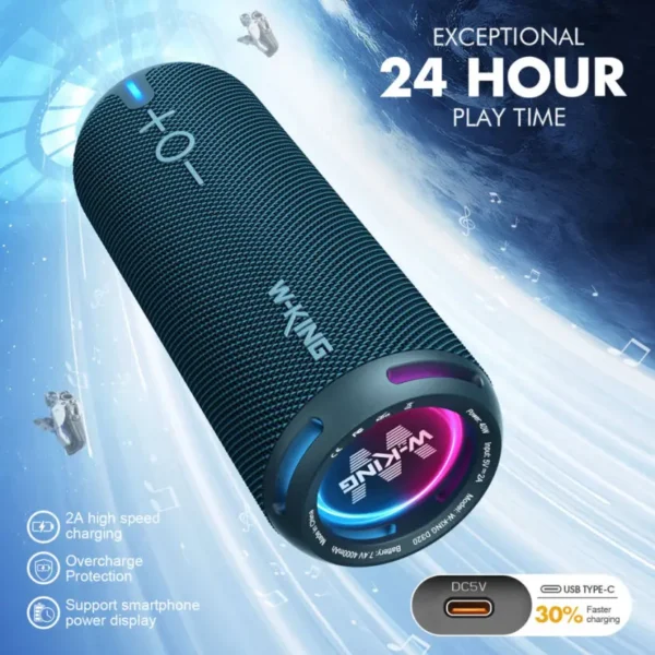 Bluetooth Speaker — IPX7 Waterproof, 24h Battery