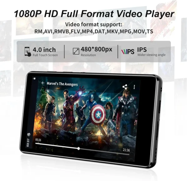 Android MP3 Player — 80GB Storage, 4in Touch Screen