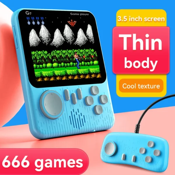 Sd521464149ba434d87b0ee8c43d4d9eb9.webp G7 Retro Handheld Game Console, 3.5-Inch LCD, Built-In 666 Games,Portable Gaming Console, USB Charging Cable, AV Output Cable