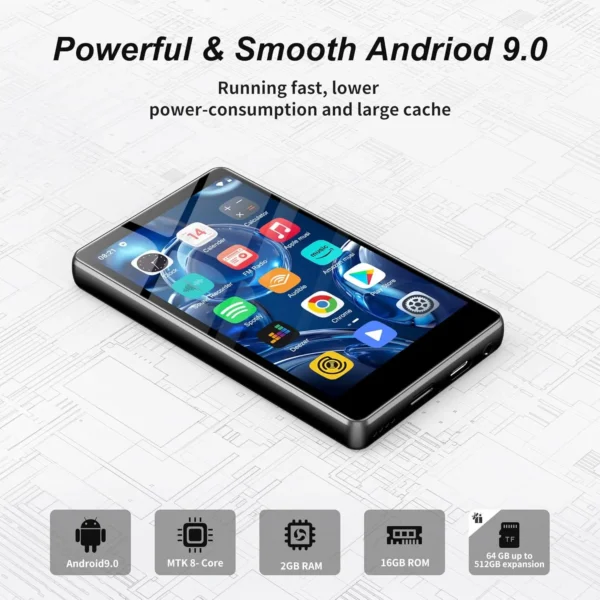 Android MP3 Player — 80GB Storage, 4in Touch Screen
