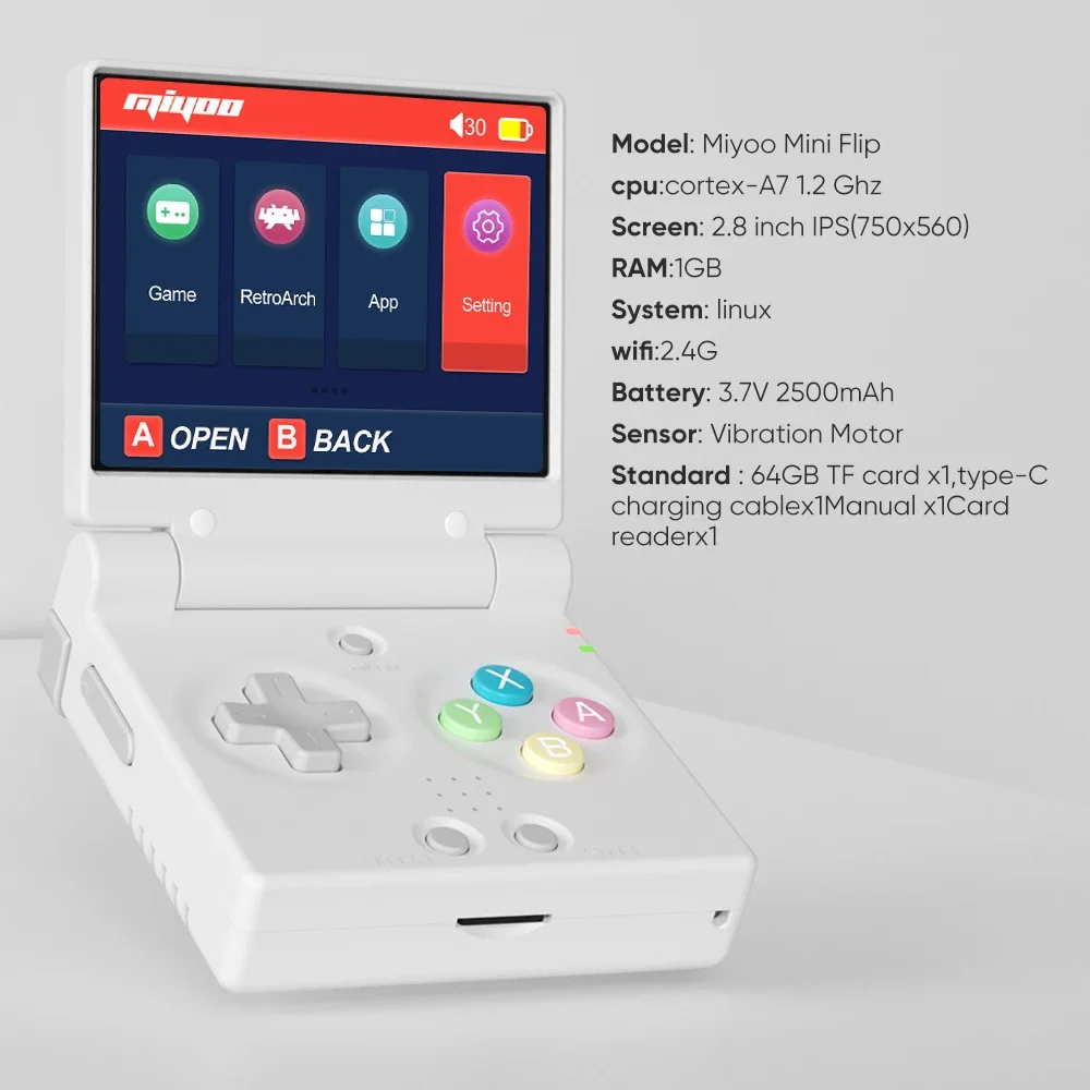 MIYOO MINI FLIP Handheld Game Console 2.8'' IPS Screen Linux System Video Game Consoles Free Case Gamer Dual analog sticks Gift - Image 6