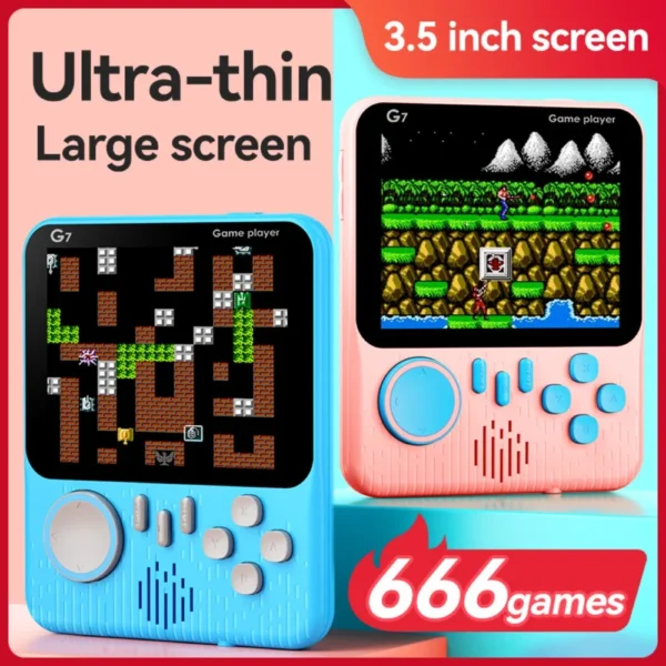 Sfac4a8084d3f447396cbaaf05af74767H.webp G7 Retro Handheld Game Console, 3.5-Inch LCD, Built-In 666 Games,Portable Gaming Console, USB Charging Cable, AV Output Cable