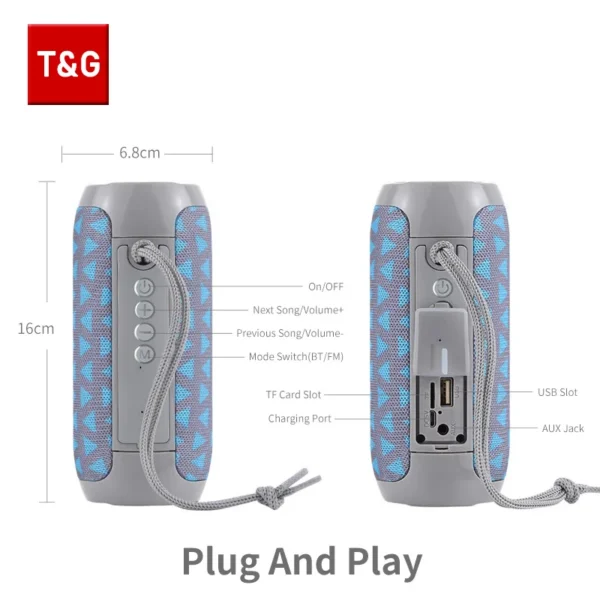 T&G TG117 Bluetooth Speaker — TWS Pairing, Waterproof